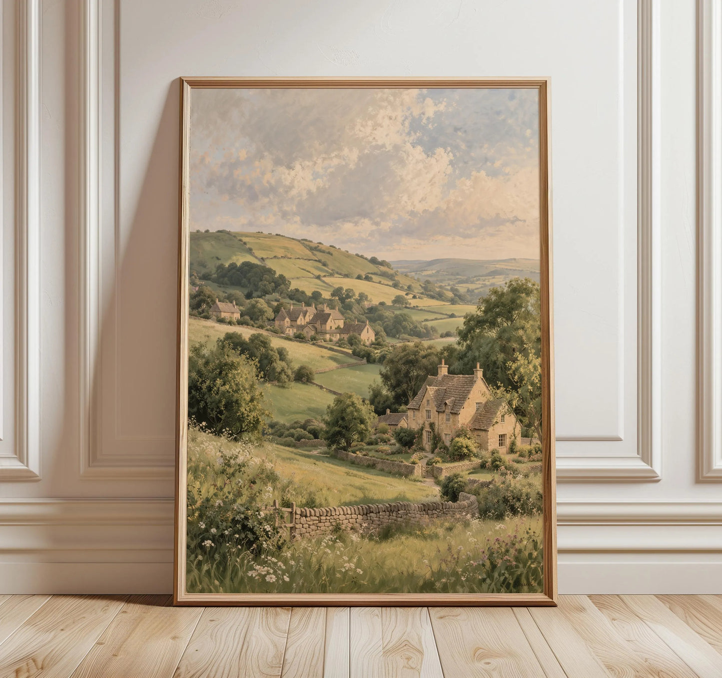 English Cotswolds Landscape – Rustic Countryside Canvas Wall Art