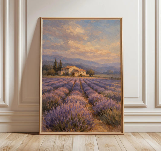 Provence Lavender Field Canvas Wall Art – French Countryside Landscape