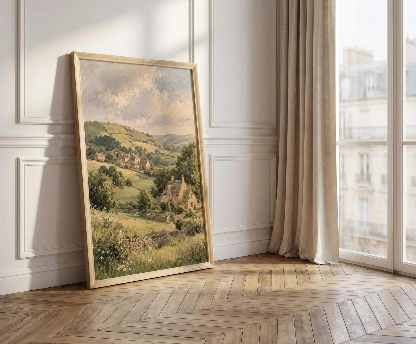 English Cotswolds Landscape – Rustic Countryside Canvas Wall Art