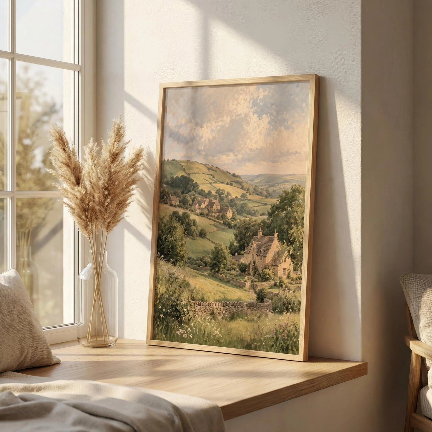 English Cotswolds Landscape – Rustic Countryside Canvas Wall Art
