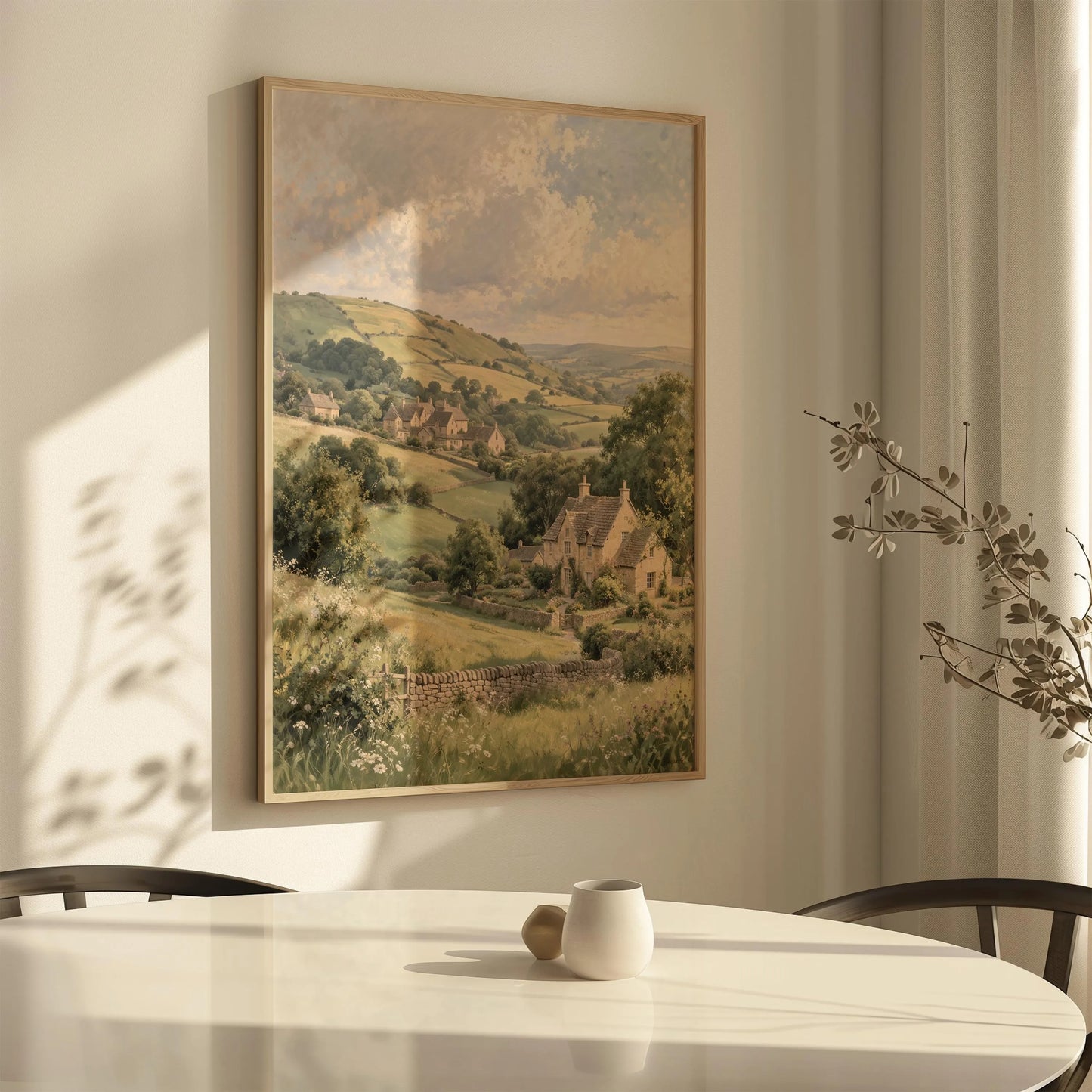 English Cotswolds Landscape – Rustic Countryside Canvas Wall Art