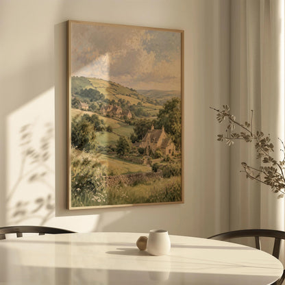 English Cotswolds Landscape – Rustic Countryside Canvas Wall Art